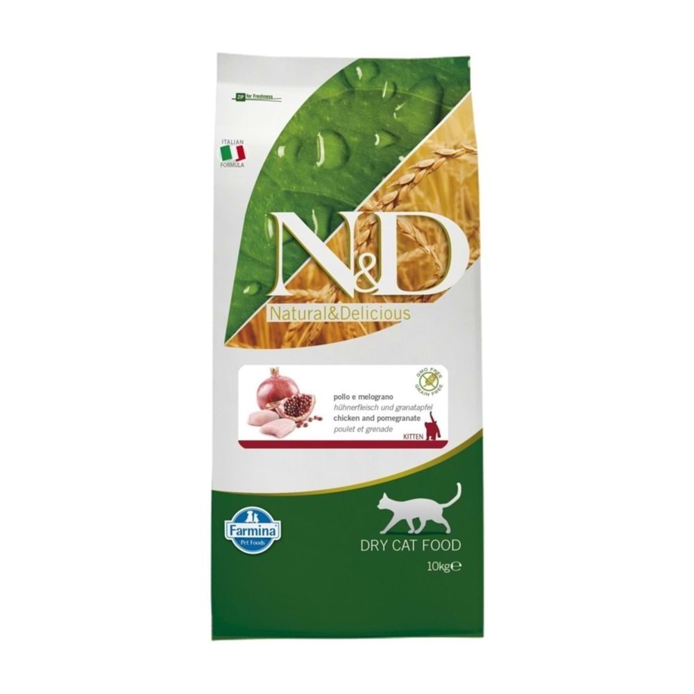 N&D Tahılsız Tavuklu Narlı Yavru Kedi Maması 10 Kg