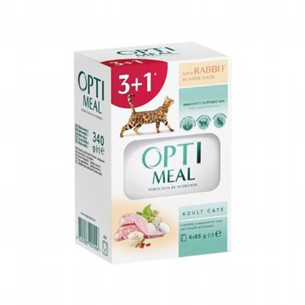 Optimeal Tavşanlı Beyaz Soslu Yaş Ked.Mam.85G 3+1