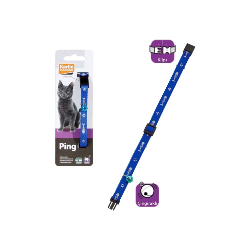 Karlıe Kedi Tasması Çıng. 30cm Mavi