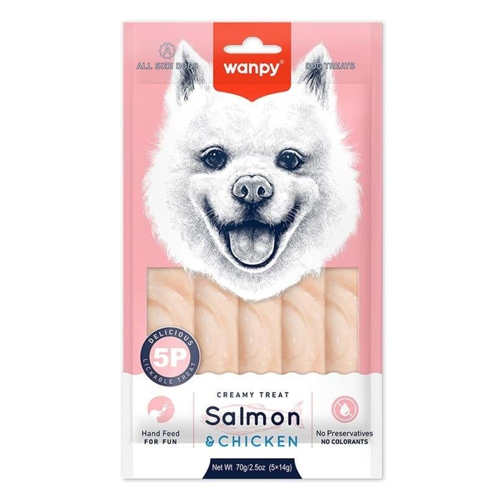 Wanpy Somonlu&Tavuklu Krema Köpek Ödülü 5x14 gr