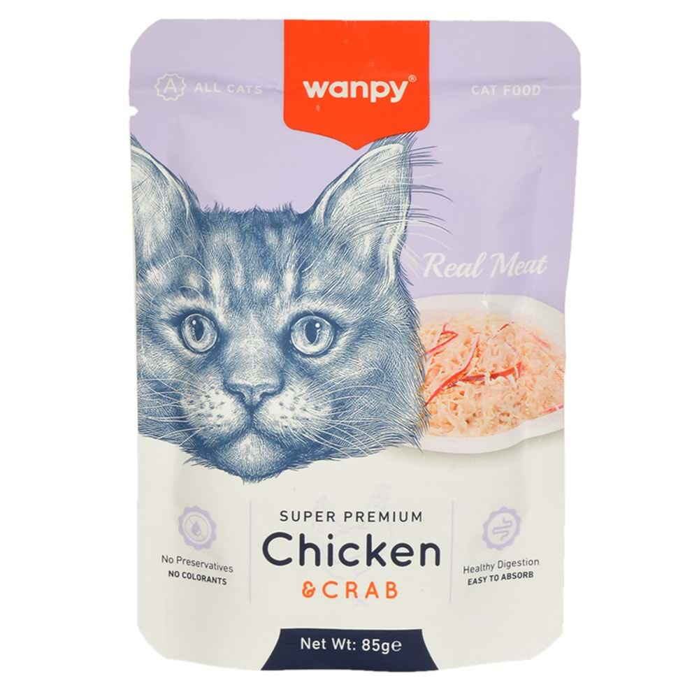 Wanpy 85 gr Pouch Tavuklu & Yengeçli Yaş Kedi Mamas