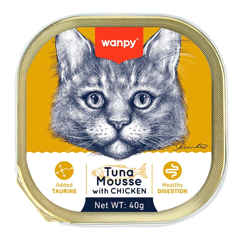 Wanpy Kedi 40g Ton Balıklı & Tavuklu Alutray Yaş Mama