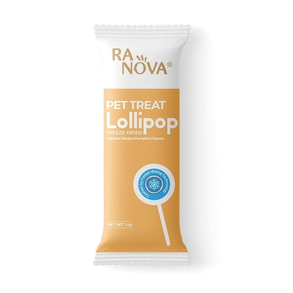 Ranova Kabak Aromalı Dondurularak Kurutulmuş Kedi Ödülü Lolipop 1.4 Gr