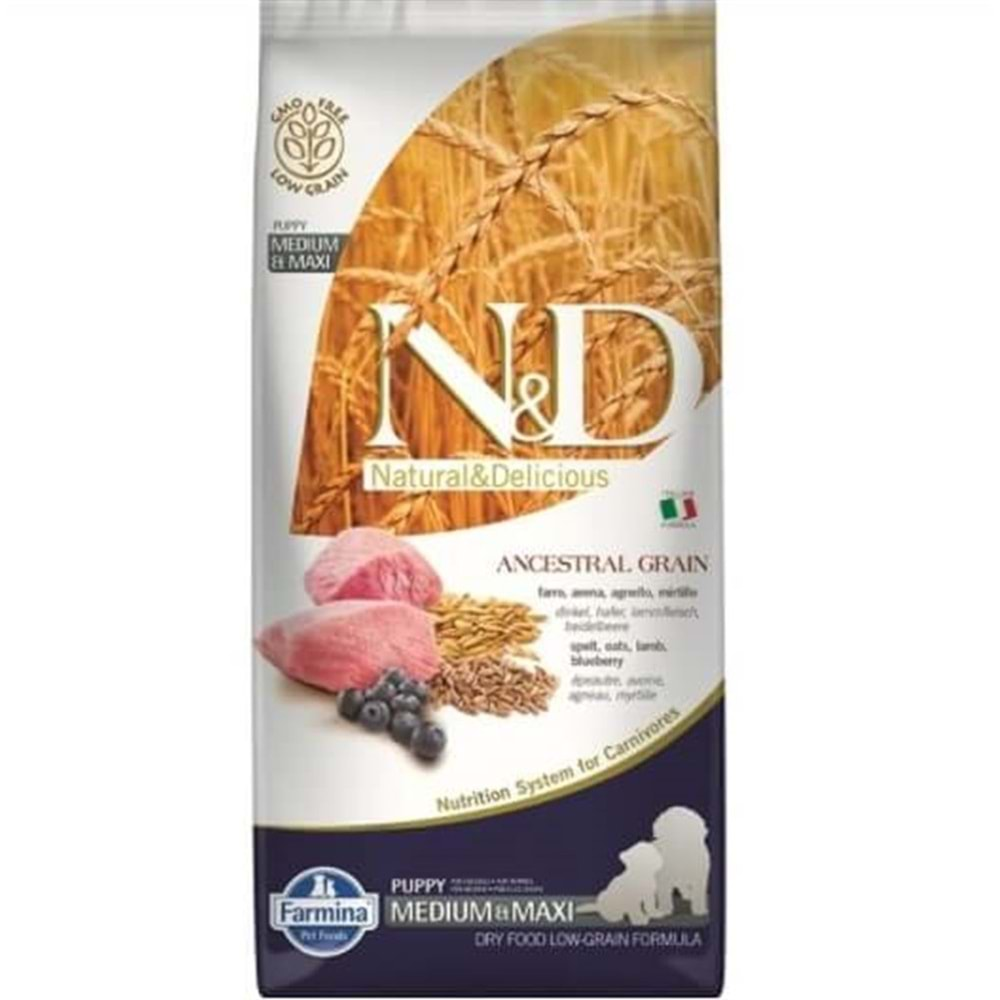 N&D Ancestral Grain Düşük Tahıllı Kuzu Etli Yavru Köpek Maması 12 KG