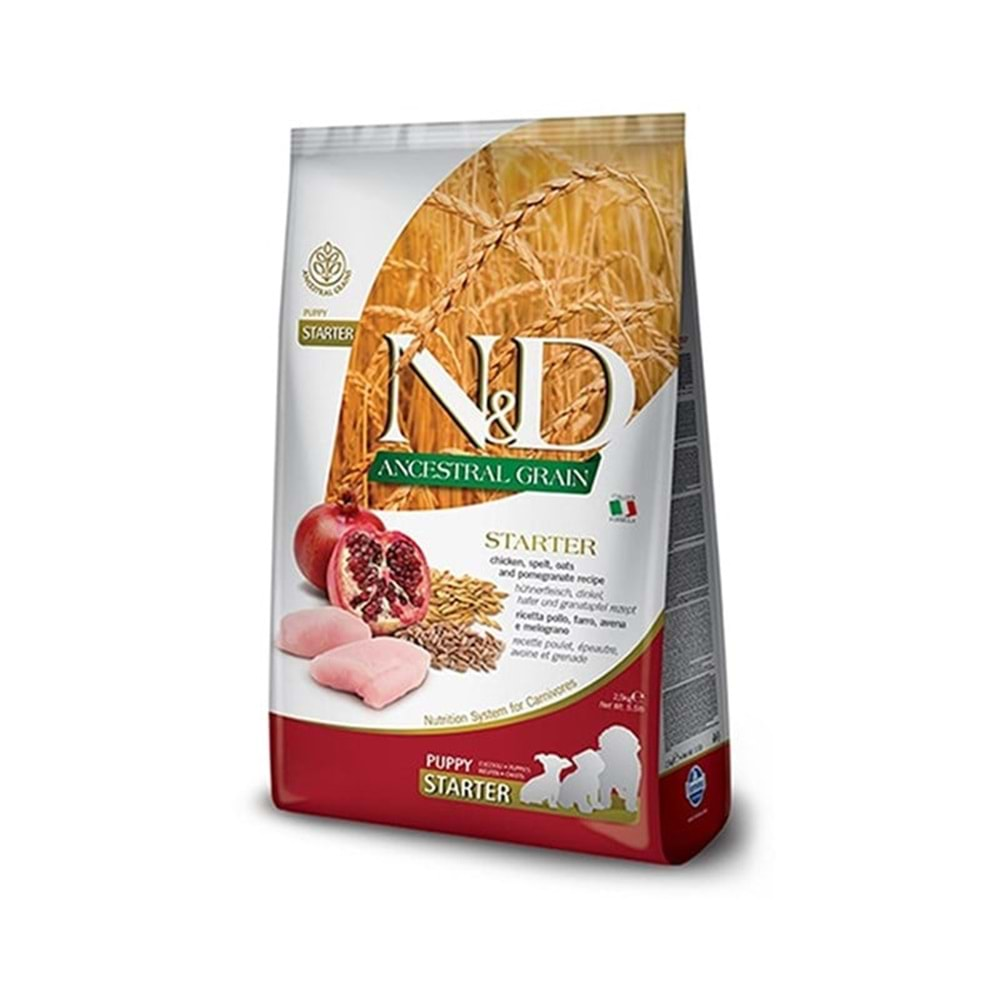 N&D Ancestral Grain Puppy Starter Düşük Tahıllı Tavuklu ve Narlı 2.5 kg Yavru Köpek Maması