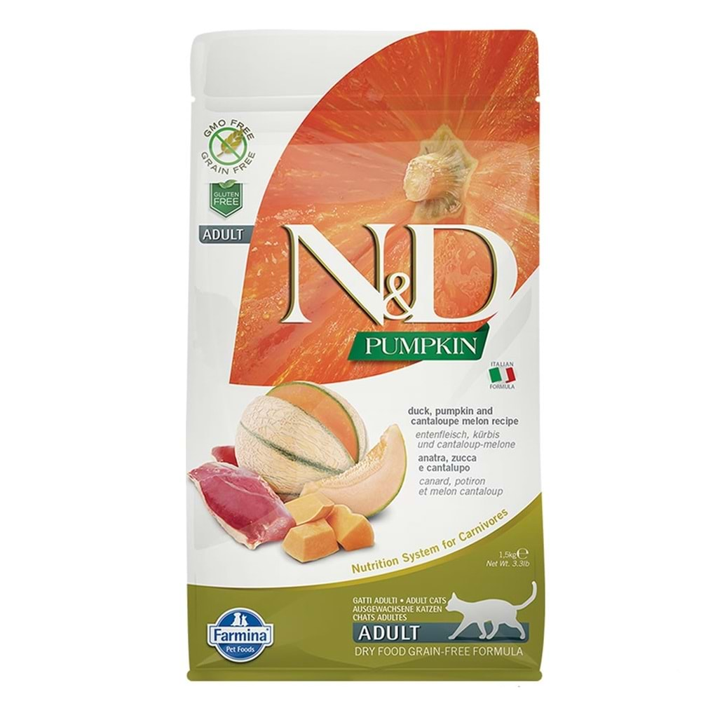 N&D Pumpkin Tahılsız Ördek Etli Balkabaklı ve Kavunlu 1.5 kg Yetişkin Kedi Maması(1 yorum)