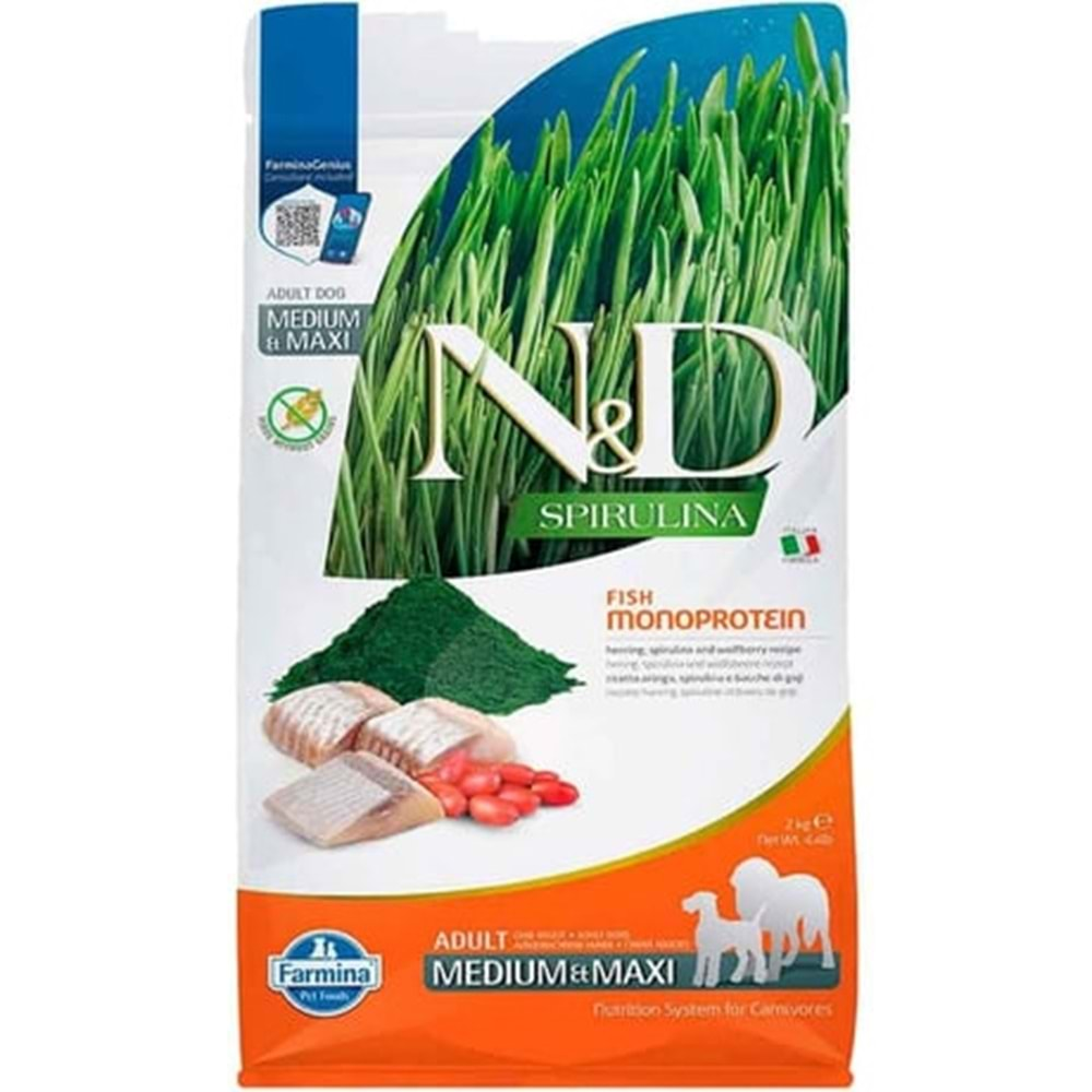 N&D Spirulina Ringa Balıklı 2 kg Orta ve Büyük Irk Yetişkin Köpek Maması