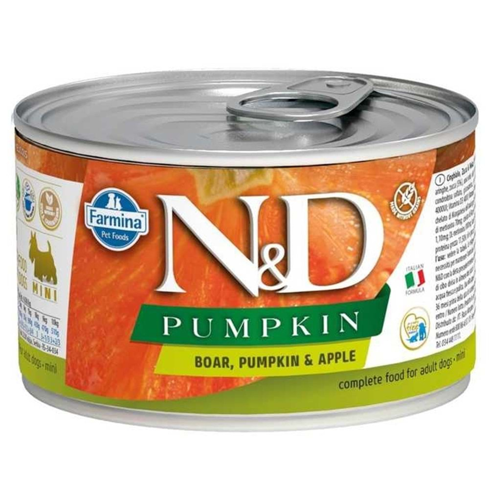 N&D Pumpkin Mini Balkabaklı Ve Yaban Domuzlu Yetişkin Köpek Konservesi 140 Gr