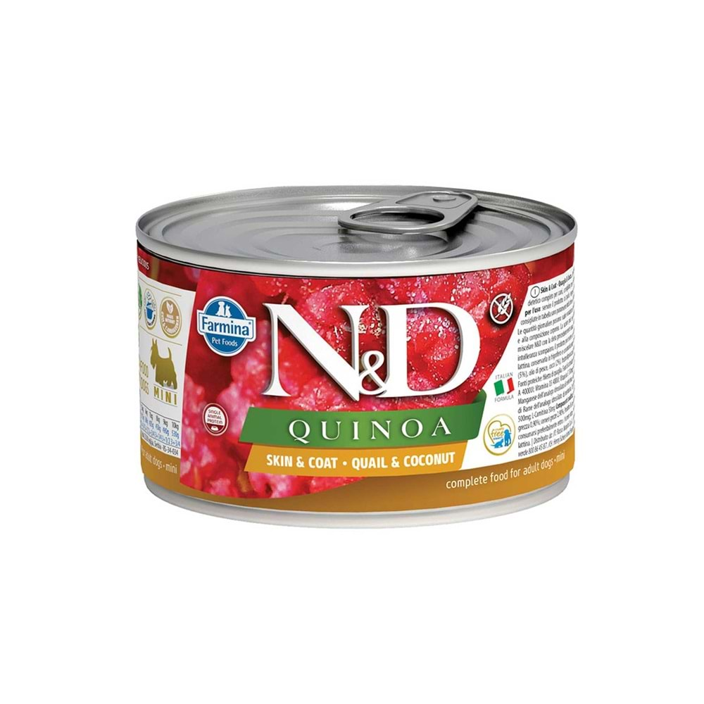 N&D Quinoa Skin&Coat Bıldırcın ve Hindistan Cevizli Köpek Konserve Maması 140gr