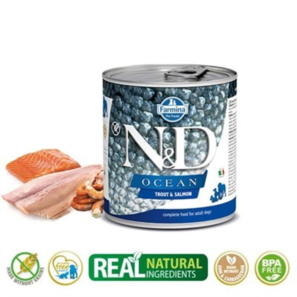 N&D Ocean Alabalık ve Somon Balıklı Yetişkin Köpek Konservesi 285 Gr.