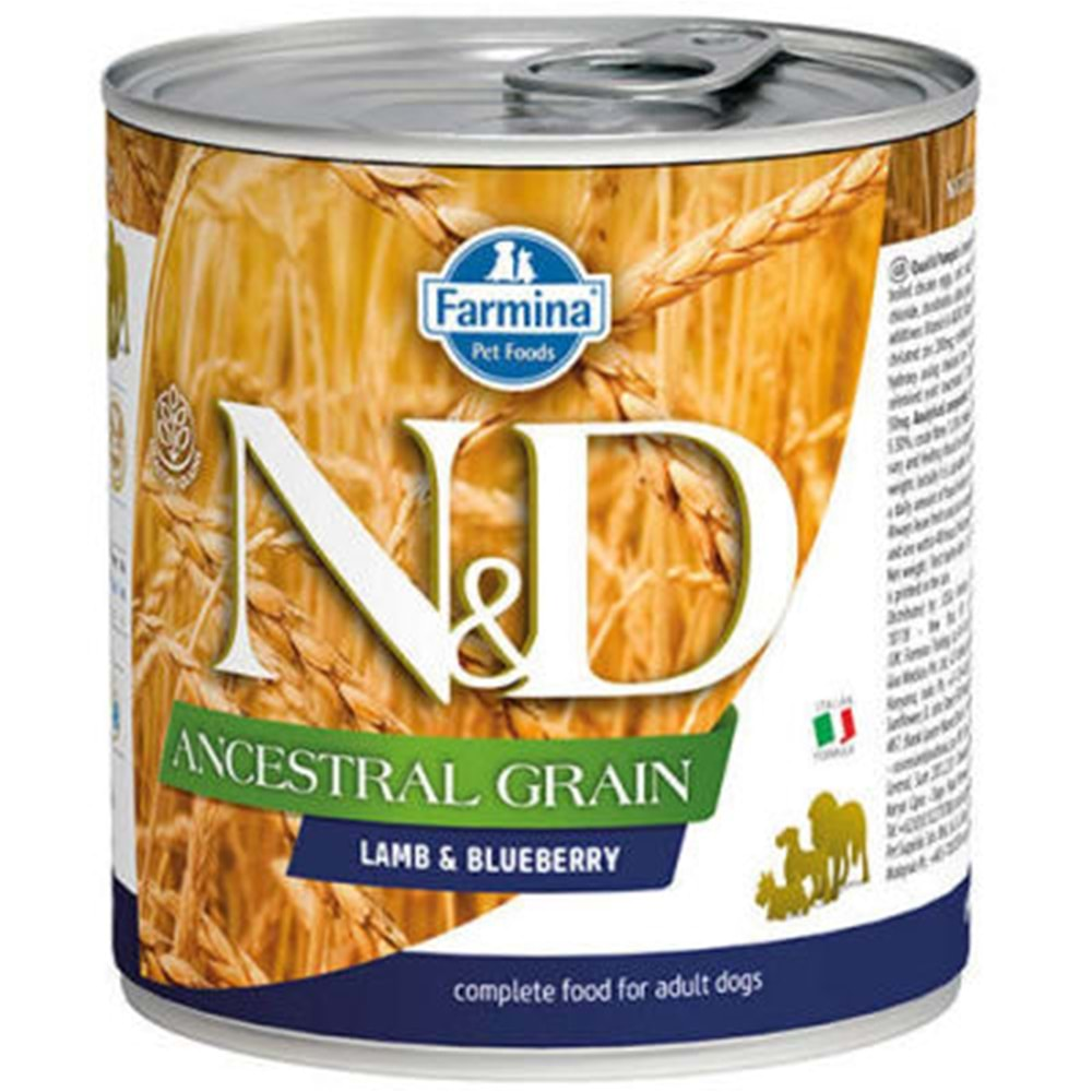 N&D Ancestral Grain Kuzu Eti ve Yaban Mersinli Yetişkin Köpek Konservesi 285gr