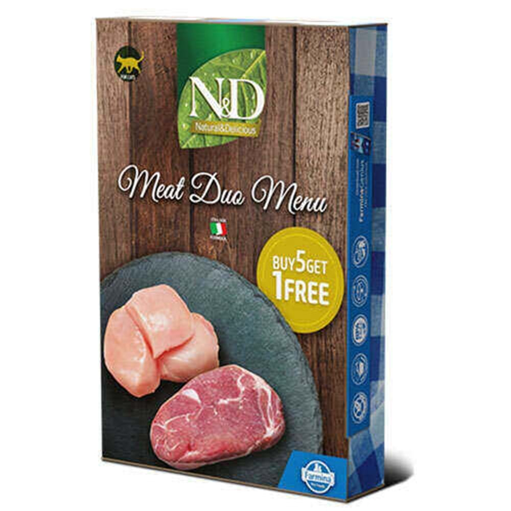 N&D Meat Duo Menü Kuzu ve Tavuk Etli 6'lı 70 gr Yetişkin Konserve Kedi Maması