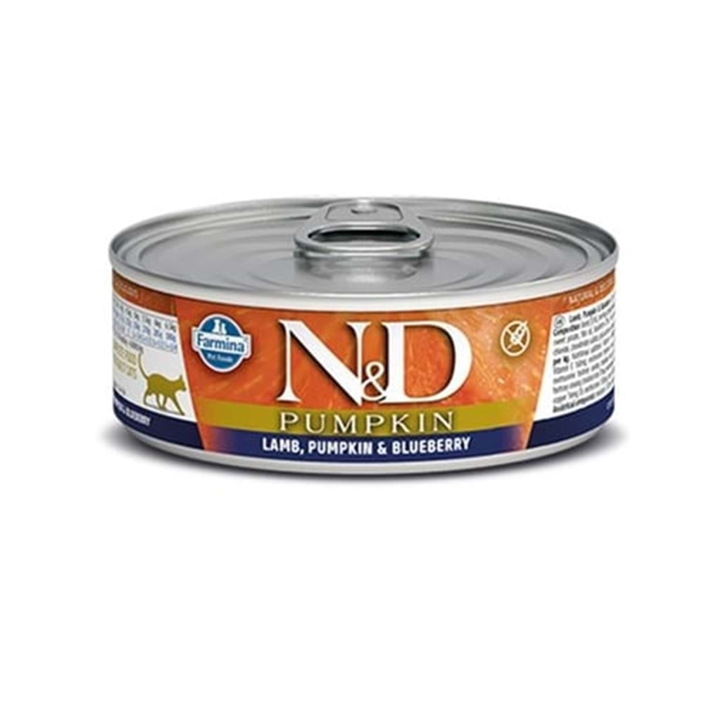 N&D Pumpkin Balkabaklı Kuzu Eti ve Yaban Mersinli Konserve Kedi Maması 70 gr.