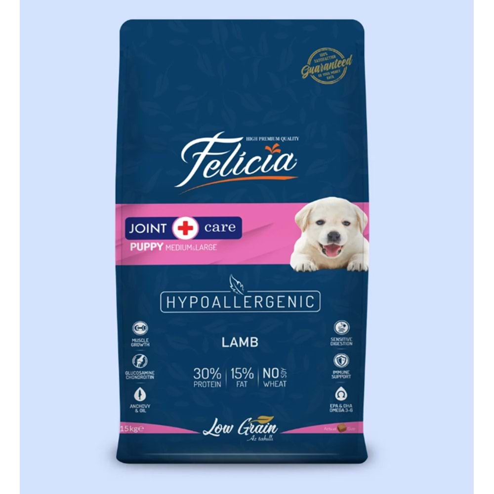 Felicia HypoAllergenic Kuzulu Büyük Irk Düşük Tahıllı Yavru Köpek Maması 15 kg