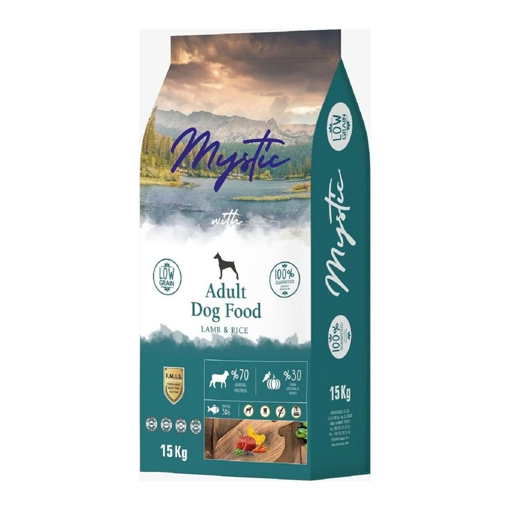 Mystic Az Tahıllı Kuzu Etli 15 kg Yetişkin Köpek Maması