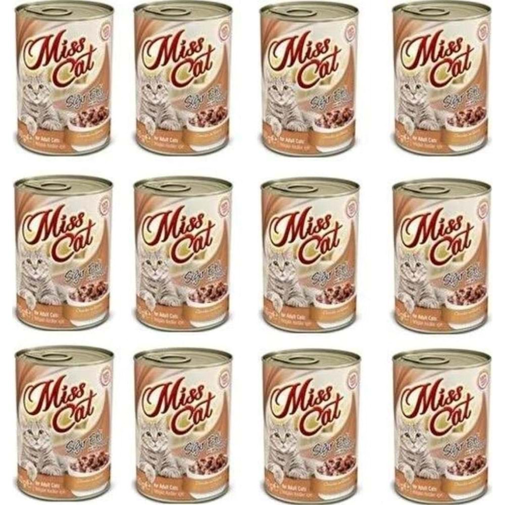Miss Cat Sigir Etli Parça Etli Kedi Konserve 400 gr. X 12 Adet