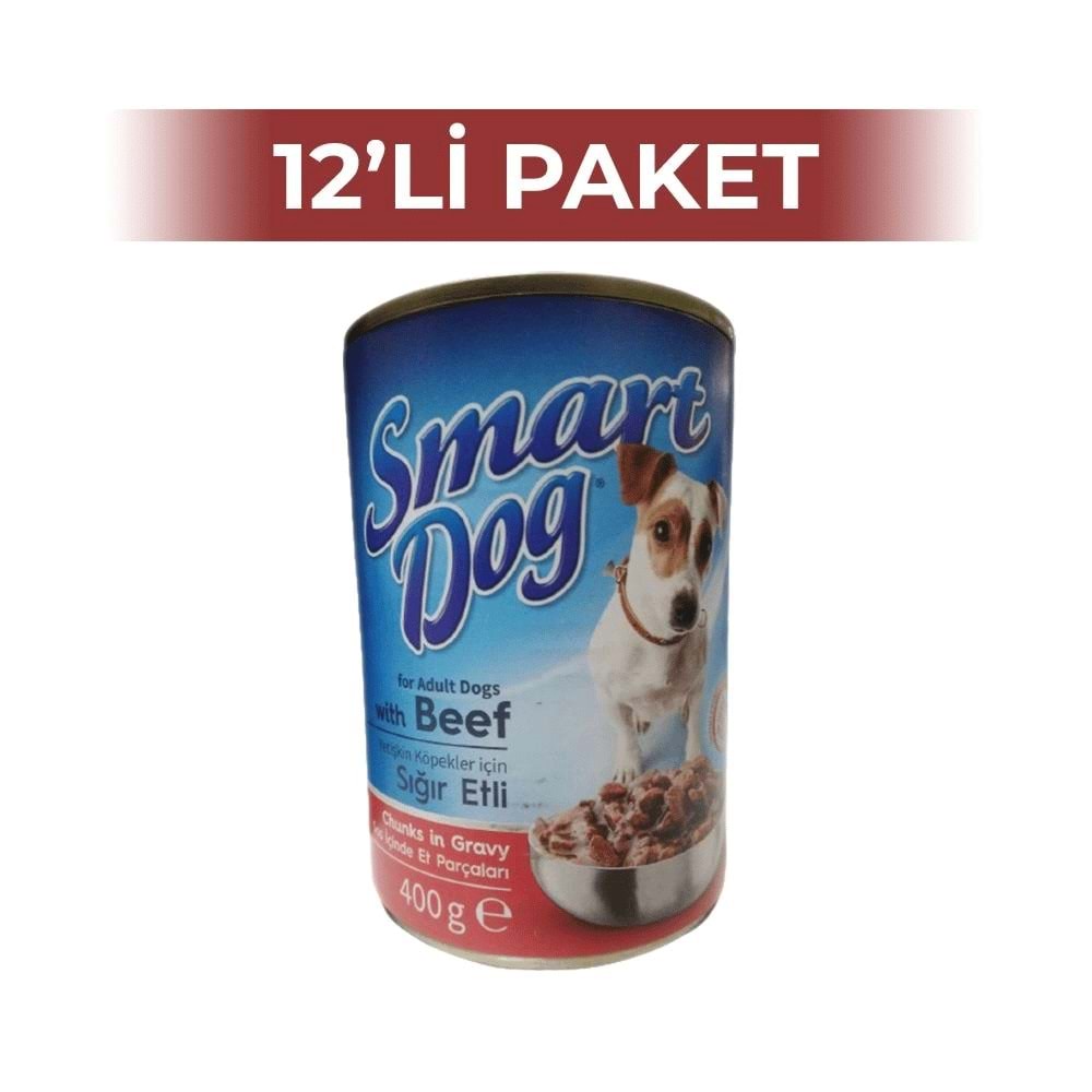 Smart Dog Sığır Etli Yetişkin Köpek Maması 400 gr 12 Adet