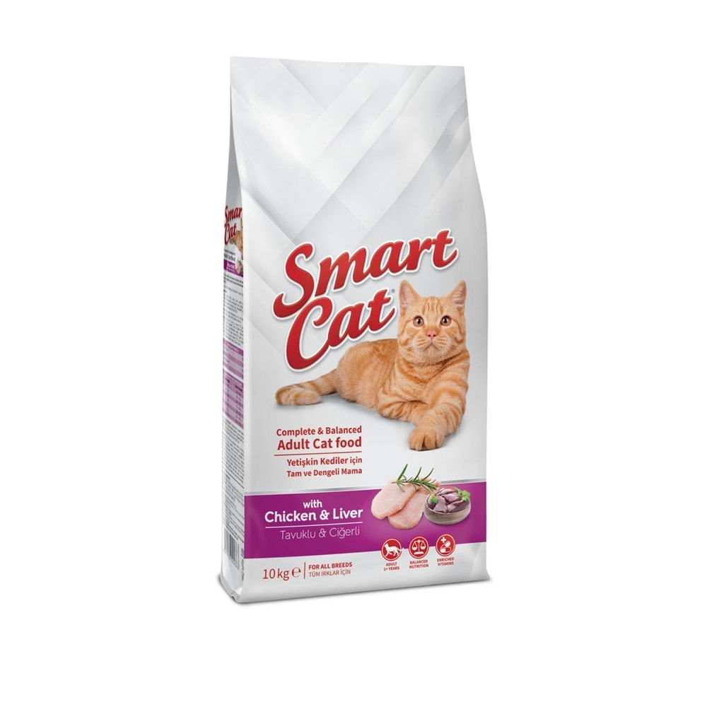 Smart Cat Tavuk Etli ve Ciğerli Yetişkin Kedi Maması 10 Kg