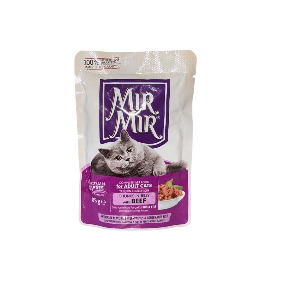 MırMır Sığır Etli Sos içerisinde Parça Etli Kedi Yaş Mama 85 gr.