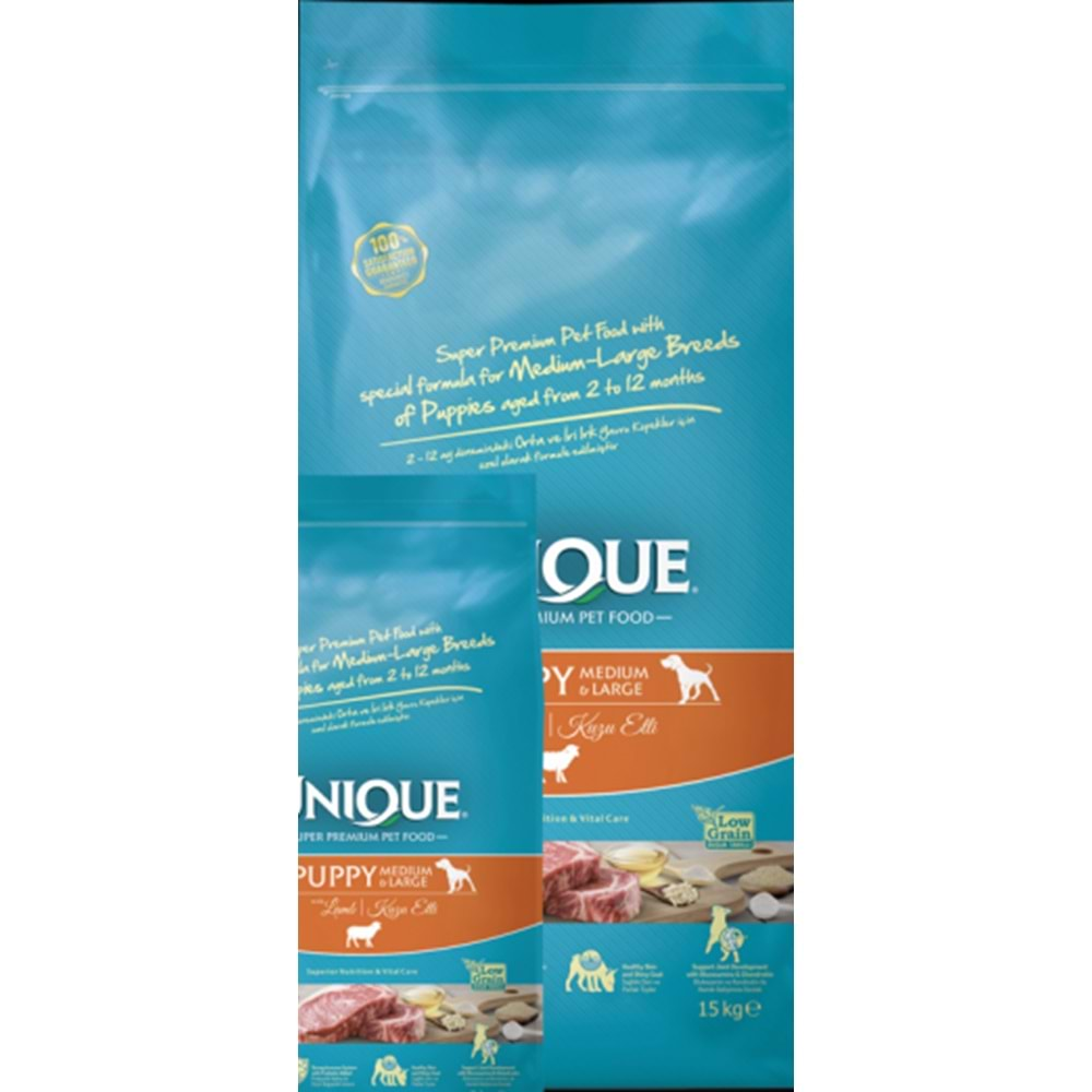 Unique Kuzu Etli 15 kg Orta ve İri Irk Yavru Köpek Maması
