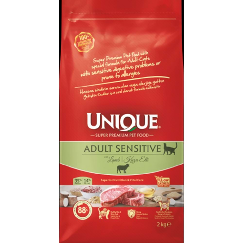 Unique Sensitive Kuzu Etli 2 kg Yetişkin Kedi Maması