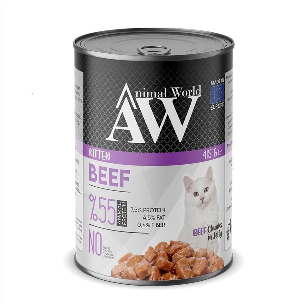 Animal World Kitten Chucks in Jelly Beef Biftek Etli Yavru Kedi Yaş Maması 415 Gr