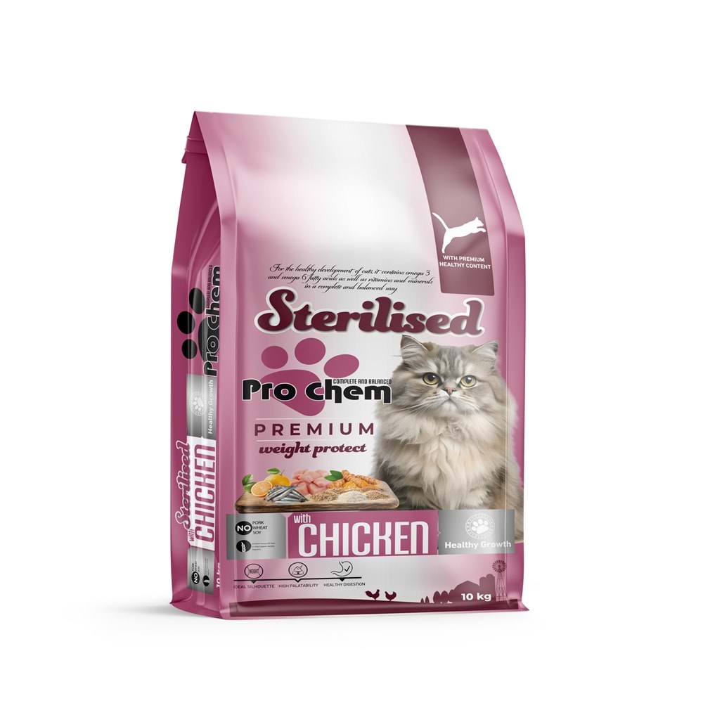 Pro Chem Kısırlaştırılmış Tavuklu Kedi Maması 10 KG