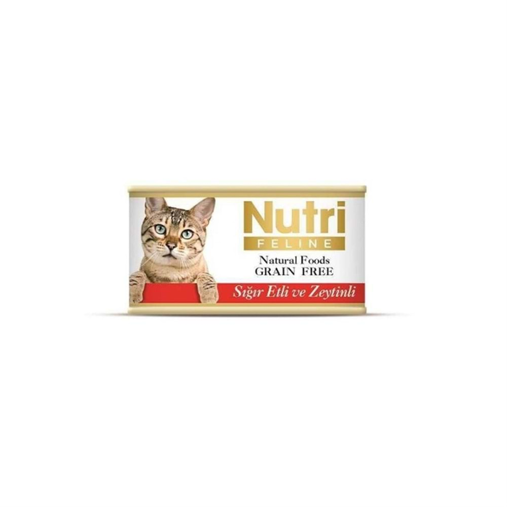 Nutri Feline Tahılsız Sığır Etli Ve Zeytinli Yetişkin Kedi Konservesi 85gr