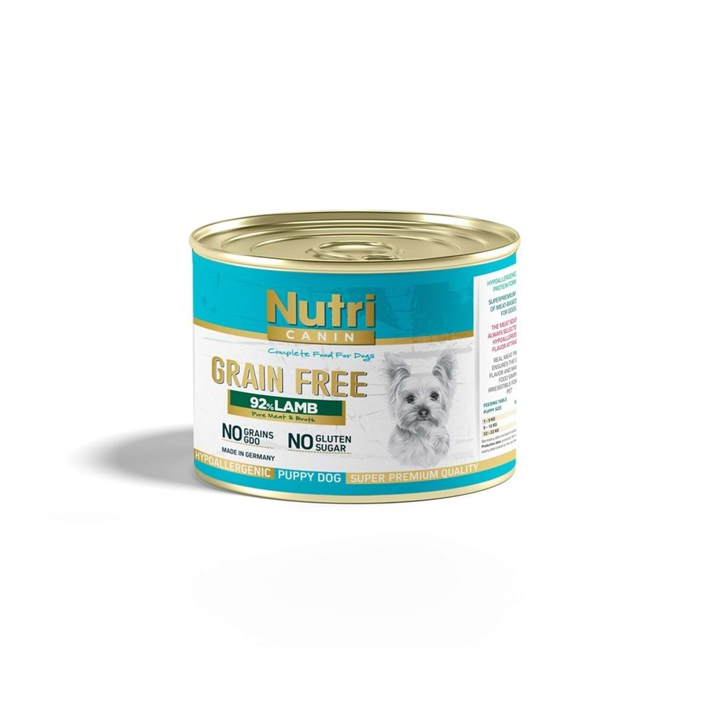 Nutri Canin Lamb Puppy Tahılsız Kuzulu ve Patatesli Yavru Köpek Konservesi 200 Gr