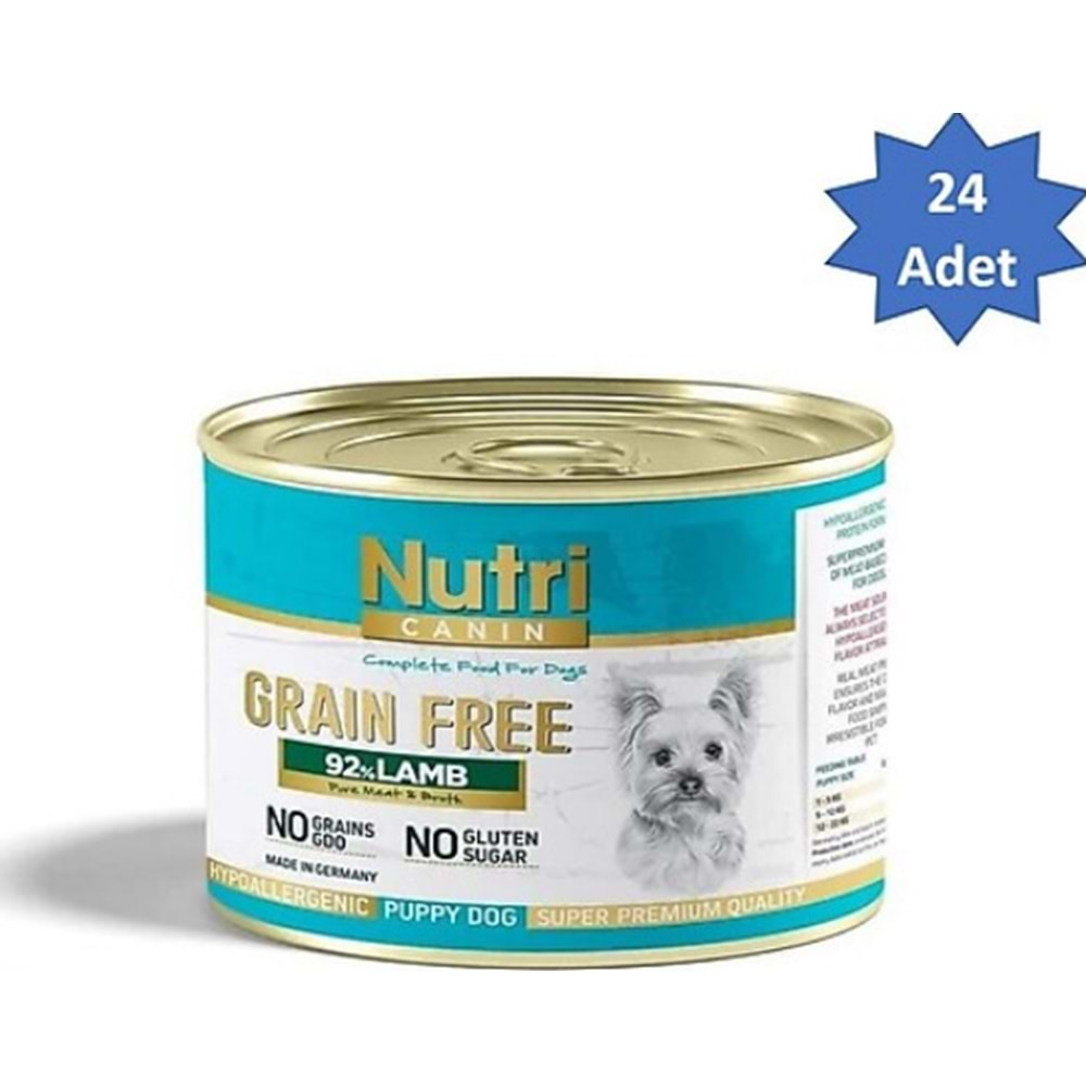 Nutri Canin Tahılsız %92 Kuzu Etli 200 gr 24'lü Yavru Konserve Köpek Maması