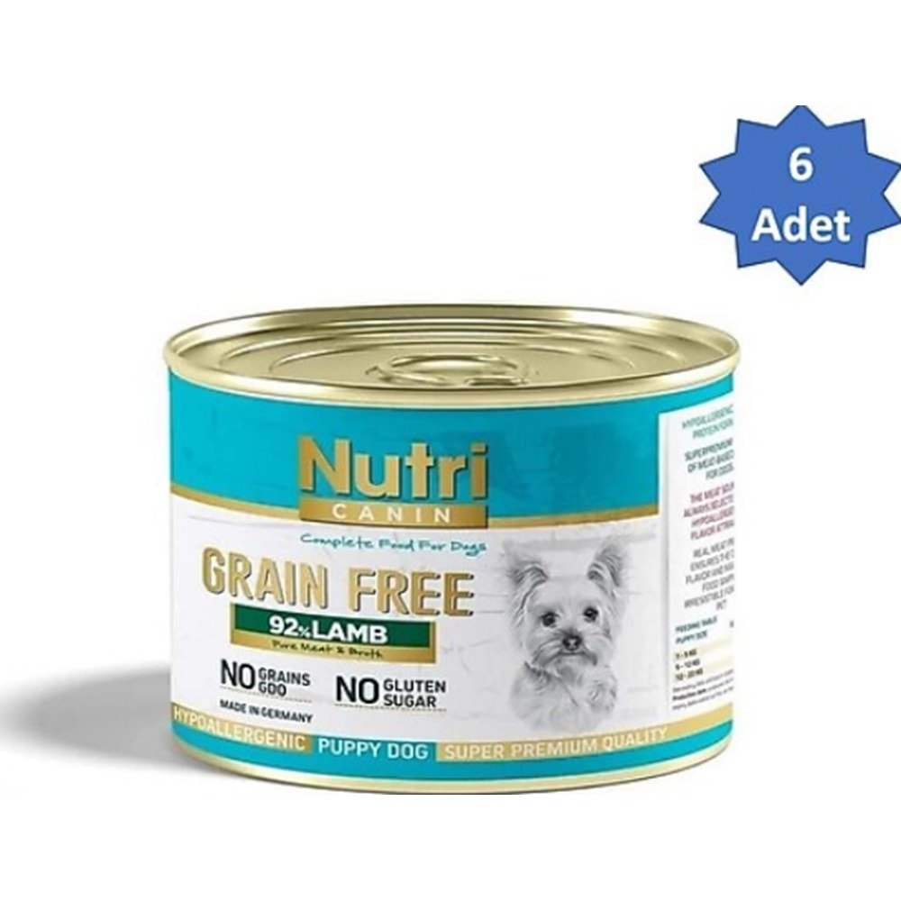 Nutri Canin Tahılsız %92 Kuzu Etli 200 gr 6'lı Yavru Konserve Köpek Maması