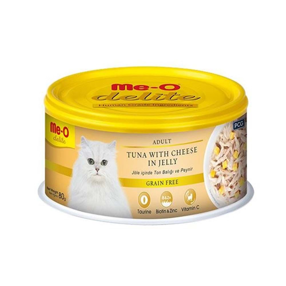 Meo Delite Tahılsız Jöle Içinde Ton Balıklı Ve Peynirli Yetişkin Kedi Konservesi 80 gr