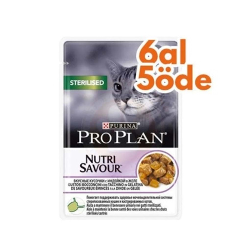 Pro Plan Pouch Kısır Hindili Yaş Kedi Maması 85 gr - 6 Al 5 Öde