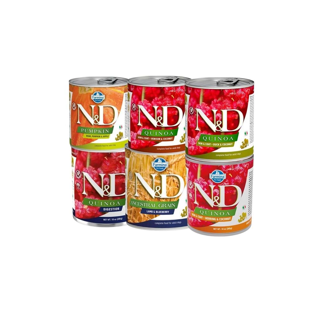 N&D Quinoa Tahılsız Karışık Çeşit 6 Adet Köpek Konservesi 6X285Gr.