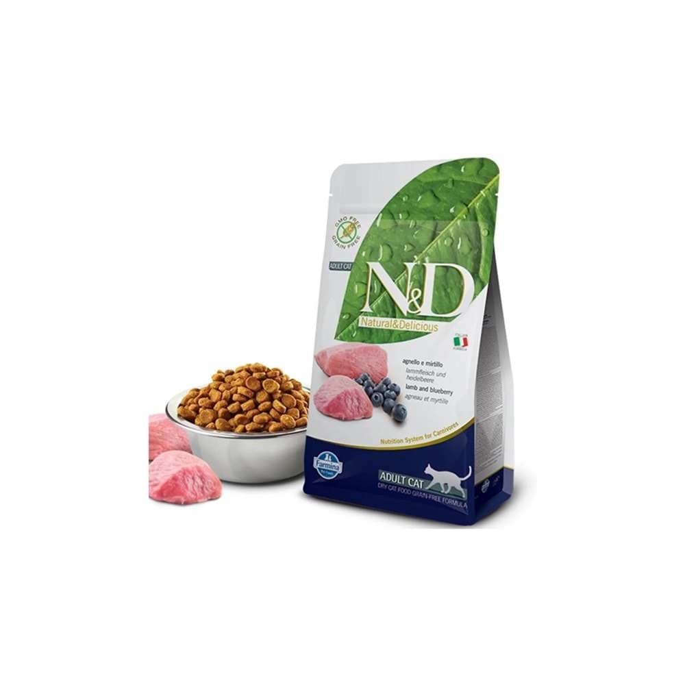 Tahılsız Kuzu Etli Yaban Mersinli Yetişkin Kedi Maması 10 kg