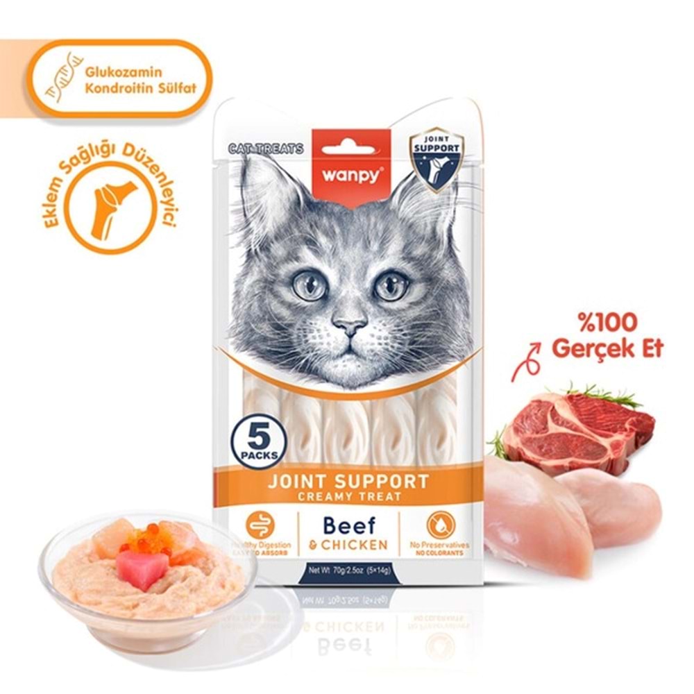 Wanpy Bone Support Sığır Eti&Tavuk F.Krema Ödül 5x14gr