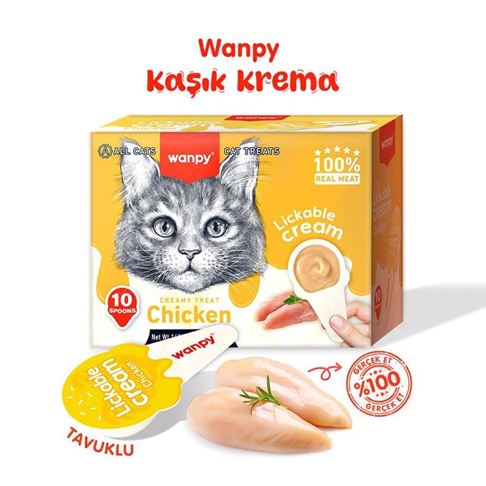 Wanpy Tavuklu 10x16 gr Kaşıklı Kedi Ödül Kreması