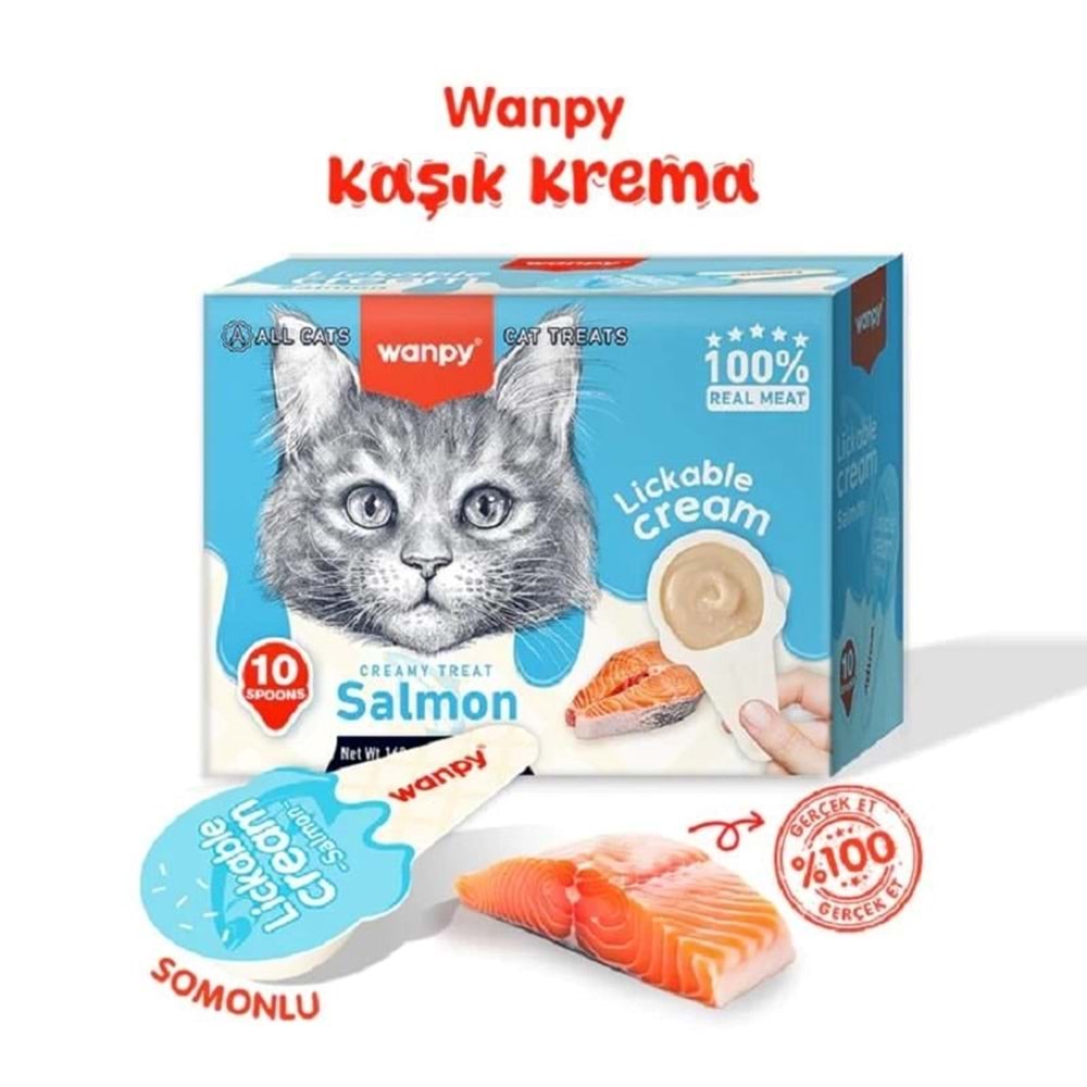 Wanpy Somonlu Kaşıklı Kedi Ödül Kreması 10x16 gr