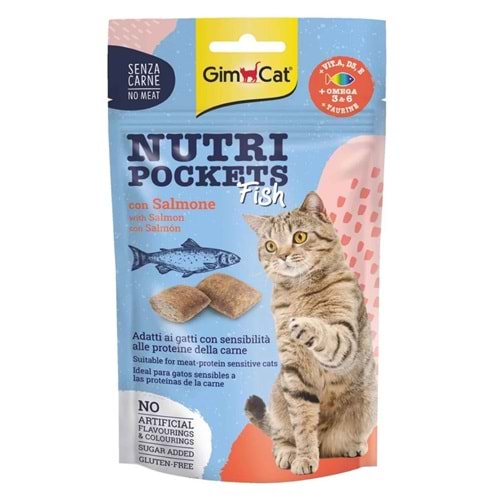 GimCat Nutri Pockets Somon Balıklı Kedi Ödül Maması 60gr