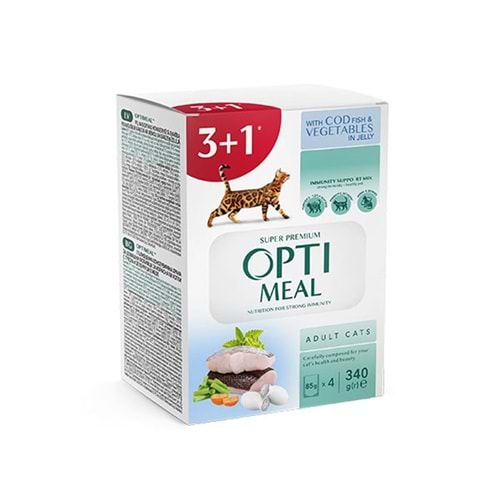 Optimeal Morina Balığı Sebzeli Jöleli Yaş Mama 85 Gr 3+1