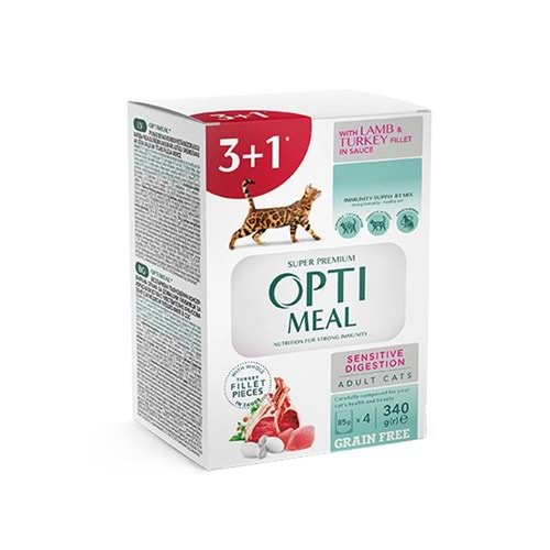 Optimeal Hindi Kuzu Tahılsız Sensitive Digestion Yaş Kedi Maması 85 Gr 3+1