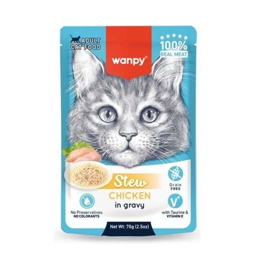 Wanpy Stew Gravy Tavuklu Yetişkin Yaş Kedi Maması 70 Gr