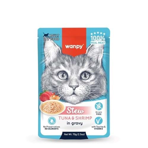 Wanpy Pouch Ton Balıklı Karidesli Yaş Kedi Maması 70g