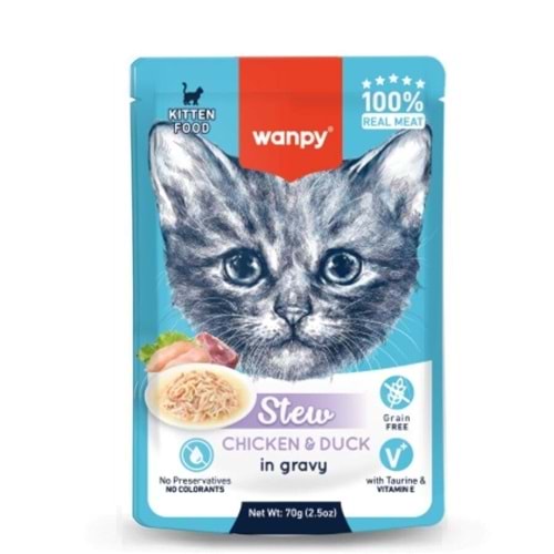 Wanpy Stew Gravy Tavuklu ve Ördekli Yavru Yaş Kedi Maması 70 Gr