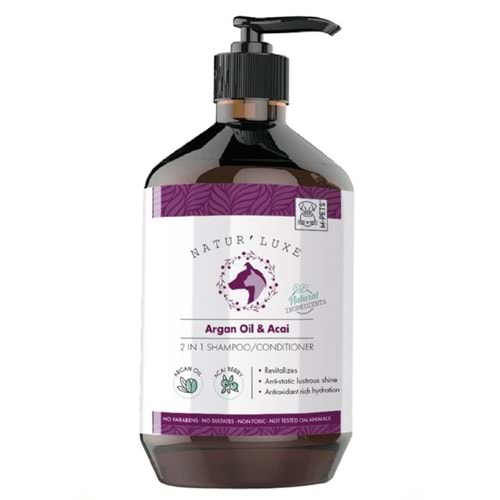 Naturluxe Dog Shampoo & Conditioner Argan Oil & Acai 500ml