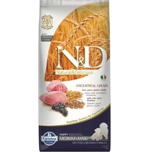 N&D Ancestral Grain Düşük Tahıllı Kuzu Etli Yavru Köpek Maması 12 KG