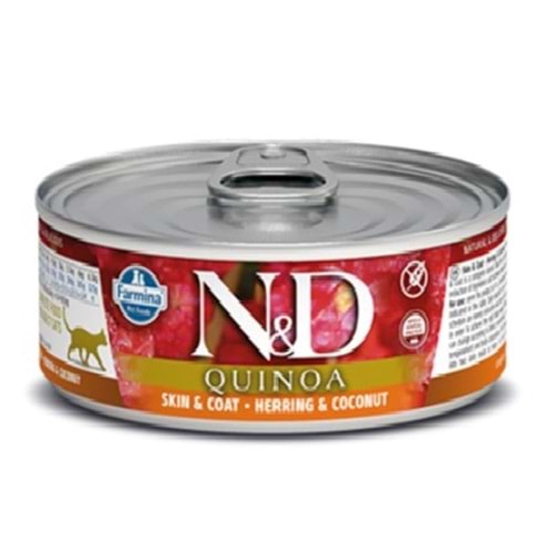 N&D Quinoa Skin Coat Ringa ve Hindistan Cevizi Konserve Kedi Maması 80 Gr.