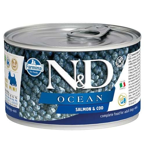 N&D Mini Ocean Somon ve Morina Balıklı Köpek Konservesi 140 Gr