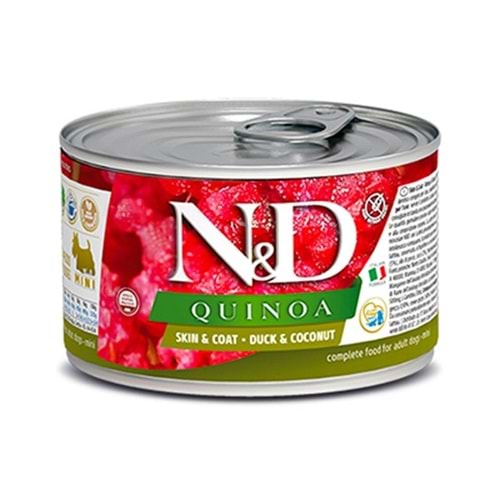 N&D Quinoa Skin Ördek ve Hindistan Cevizli Konserve Köpek Maması 140 Gr.