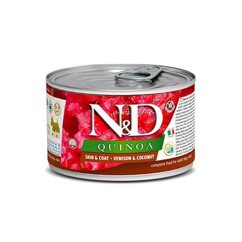 ND Quinoa Skin&Coat Geyik ve Hindistan Cevizli Köpek Konservesi 140 gr